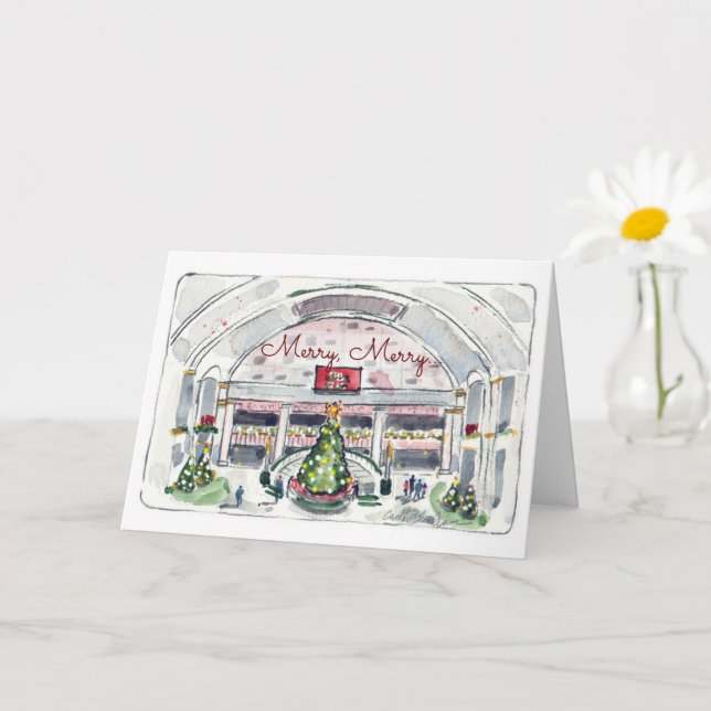 Carte de vœux pliée pour les vacances en ville (Petite plante)