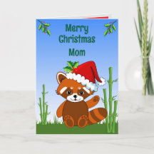 Carte de vœux pliée pour Noël avec Panda roux