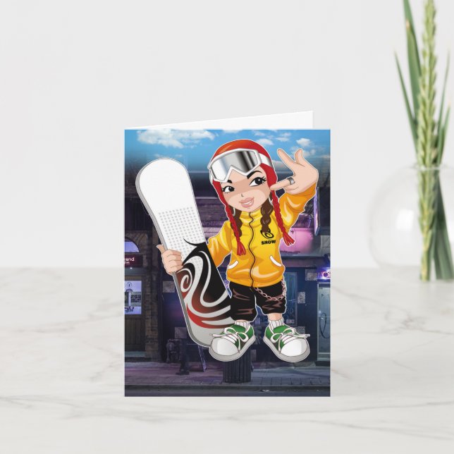 Carte de voeux pliée pour skateboarder (Devant)
