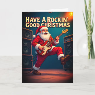 Carte de vœux pliée pour un Noël Rockin'