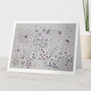 Carte de vœux pliée Prairie de fleurs sauvages