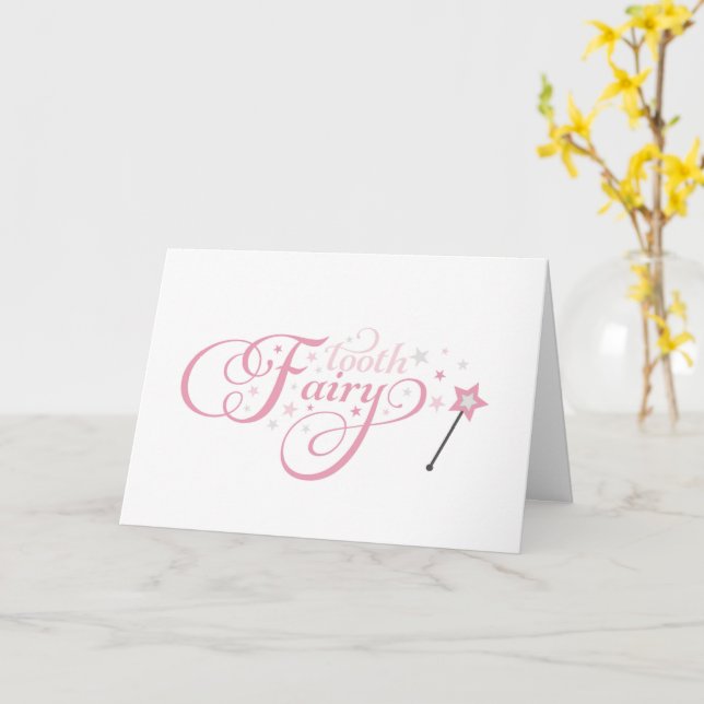 Carte de voeux pliée rose pâle pour dents (Fleur jaune)