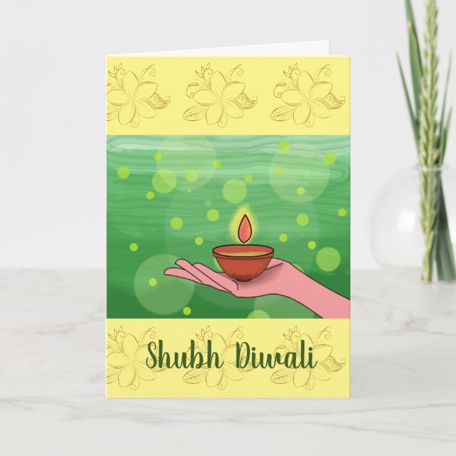 Carte de vœux pliée Shubh Diwali/Carte de vacances (Devant)