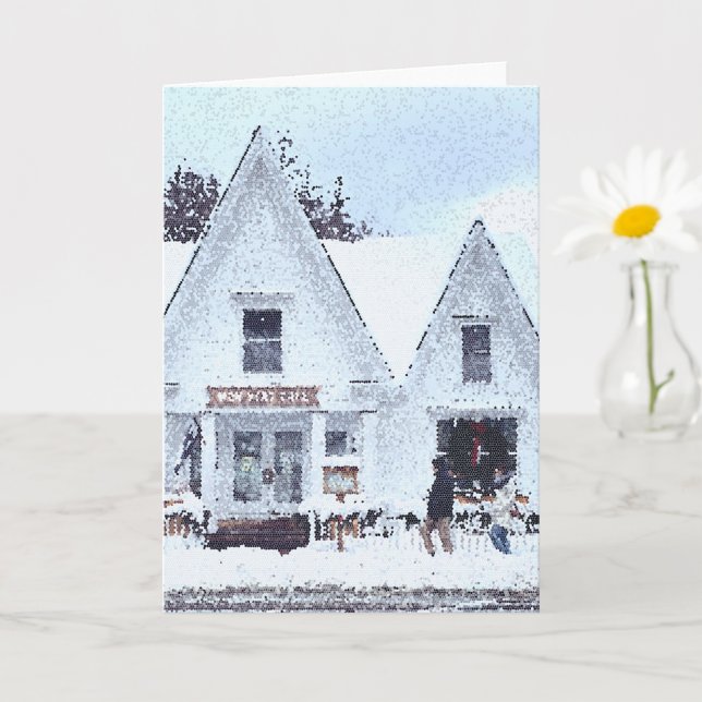 Carte de voeux pliée Snowy Vermont (Petite plante)