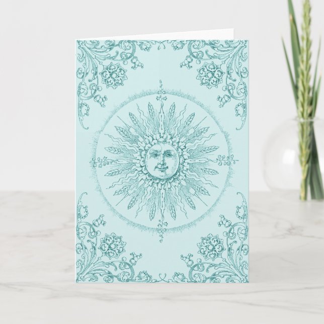 Carte de voeux Pliée Soleil et Lune (Devant)
