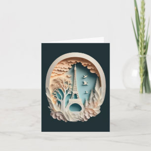 Carte de voeux pliée style Papercut Paris