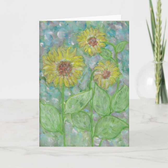 Carte de voeux pliée Sunflower Watercolor (Devant)