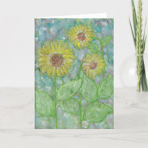 Carte de voeux pliée Sunflower Watercolor