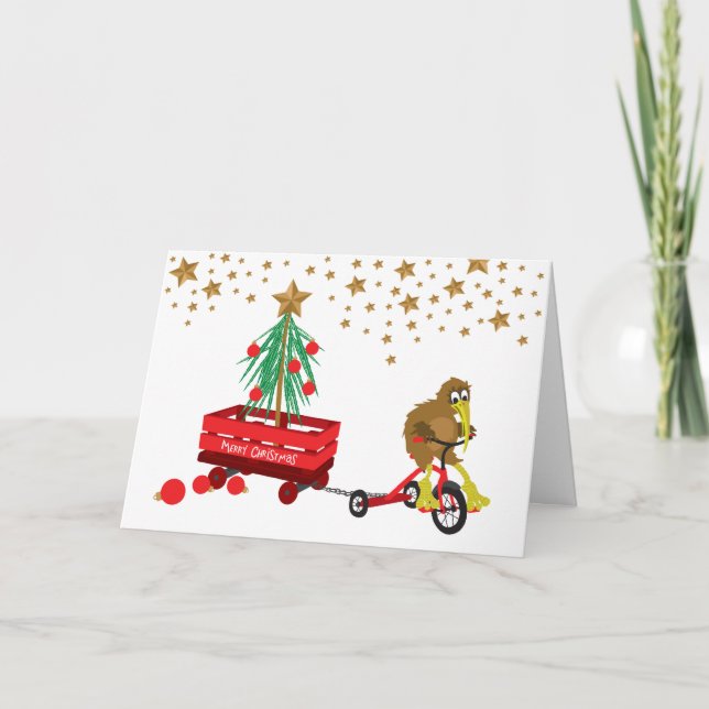 Carte de voeux pliée ' Tricycle de Noël' (Devant)