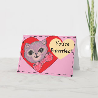 Carte de vœux pliée Vintage Kitty vierge