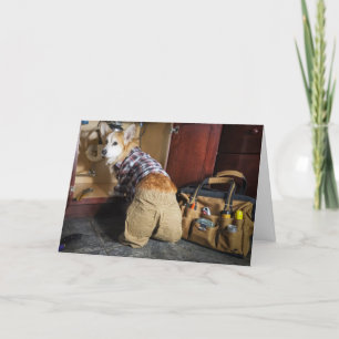 Carte de voeux Plumber Corgi Fête des pères