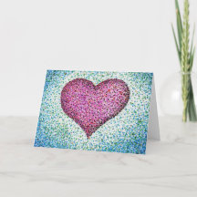 Carte de voeux Pointillism Pink Heart