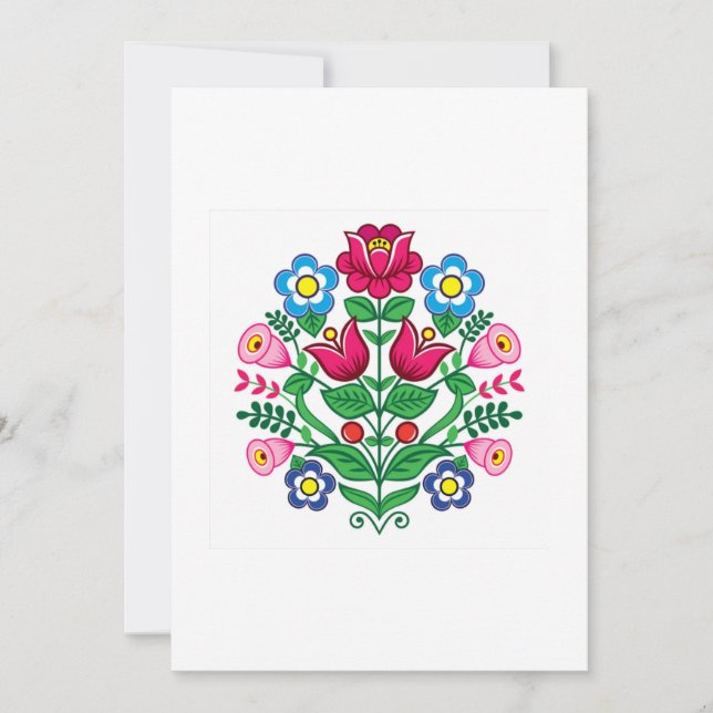 Carte de voeux polonaise Folk Art coloré  (Devant)