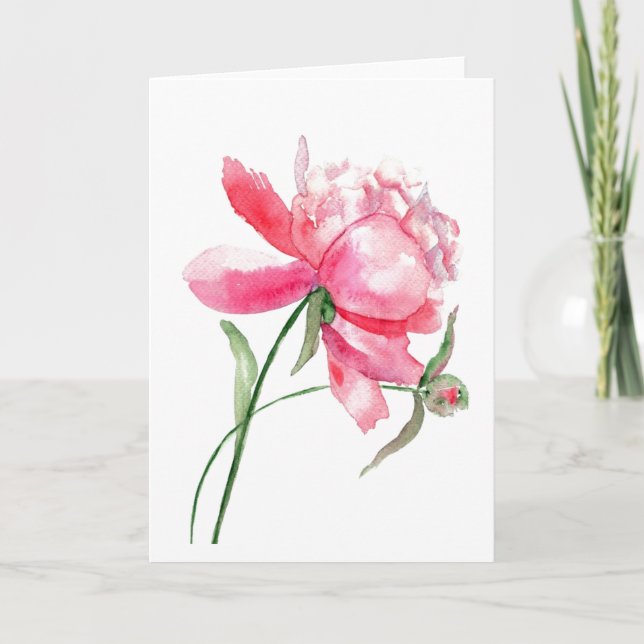 Carte de voeux Pony Aquarelle Rose (Devant)