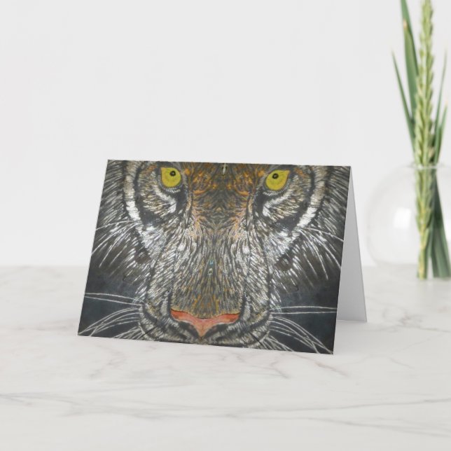 Carte de voeux - Portrait de chat sauvage (Devant)