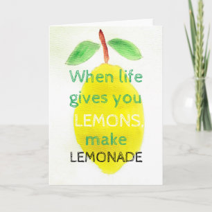 Carte de voeux positive avec citron aquarelle