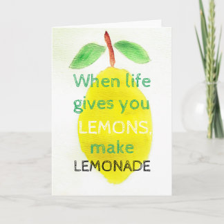 Carte de voeux positive avec citron aquarelle