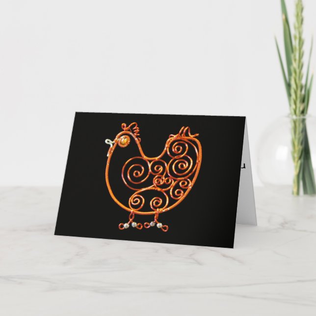 Carte de voeux - poulet de fil (Devant)