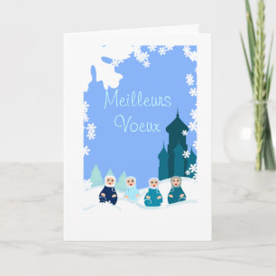 carte de voeux poupees russes bleeds card