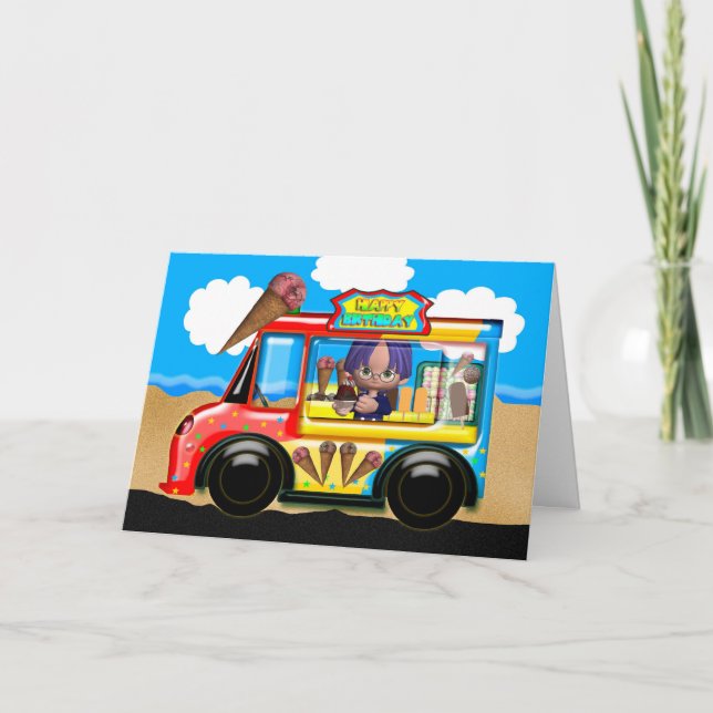 carte de voeux pour anniversaire de camion de crèm (Devant)