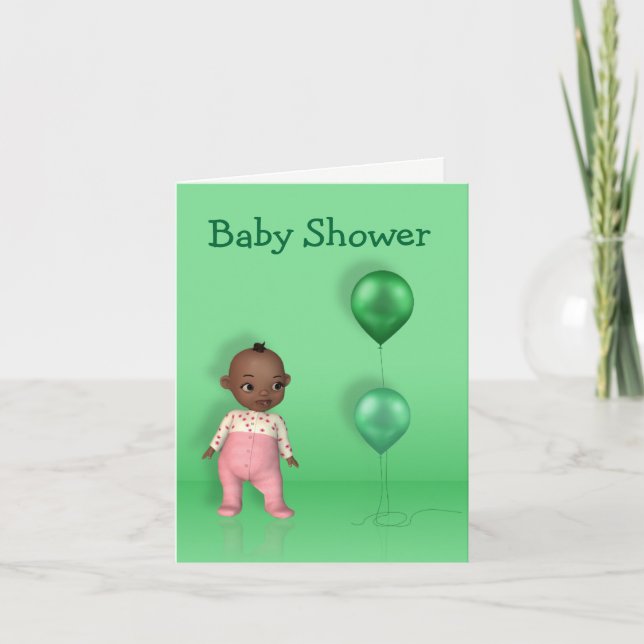 Carte de voeux pour Baby shower féminin afro-améri (Devant)