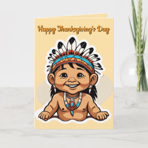 Carte de voeux pour bébé indien Thanksgiving