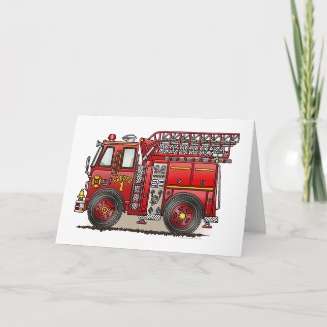 Carte de voeux pour camion de pompier (Devant)
