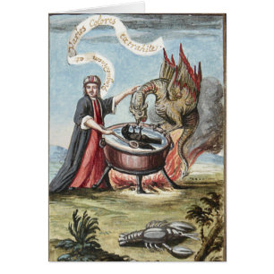 Carte de voeux pour cauldron et dragon du magicien