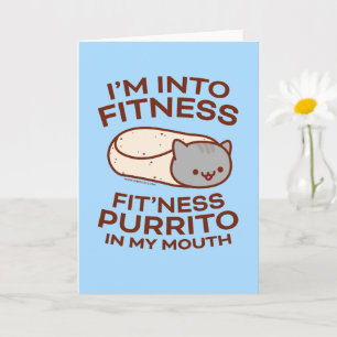 Carte de voeux pour chat amusant : PURRITO FITNESS