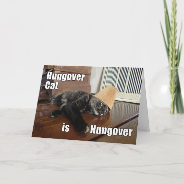 Carte de vœux pour chat tortue shell et hangover (Devant)
