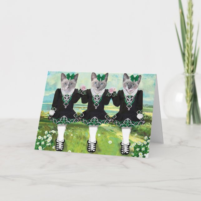 Carte de vœux pour chats de danse irlandais (Devant)