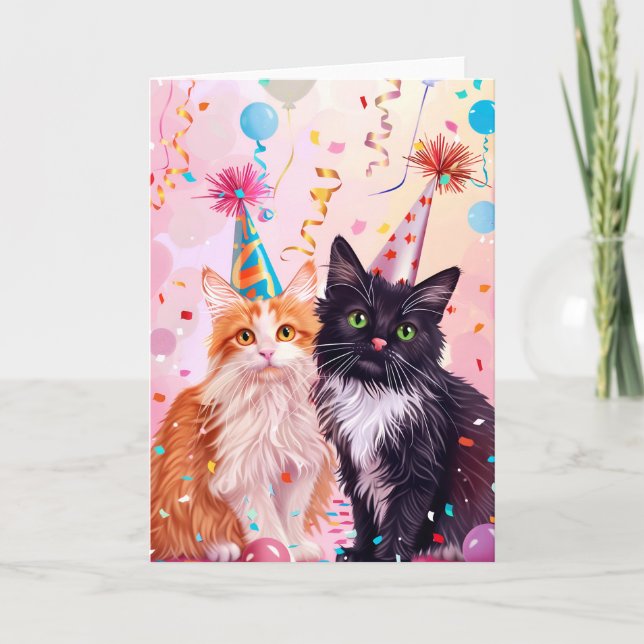 Carte de voeux pour chats de fête (Devant)