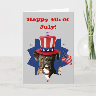 Carte de voeux pour chien 4 juillet boxeur