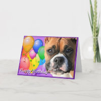Carte de voeux pour chien boxeur d'anniversaire
