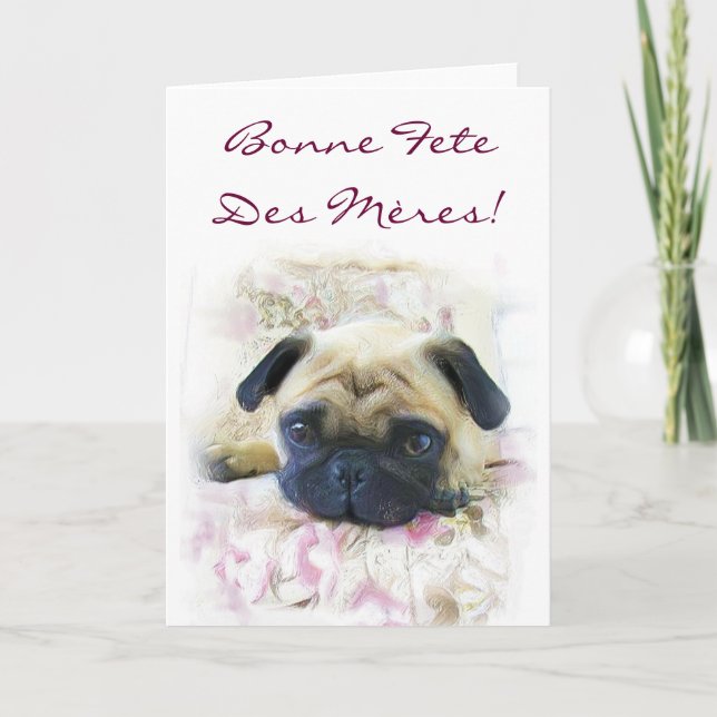 Carte de voeux pour chien de Carlin Bonne fête des (Devant)