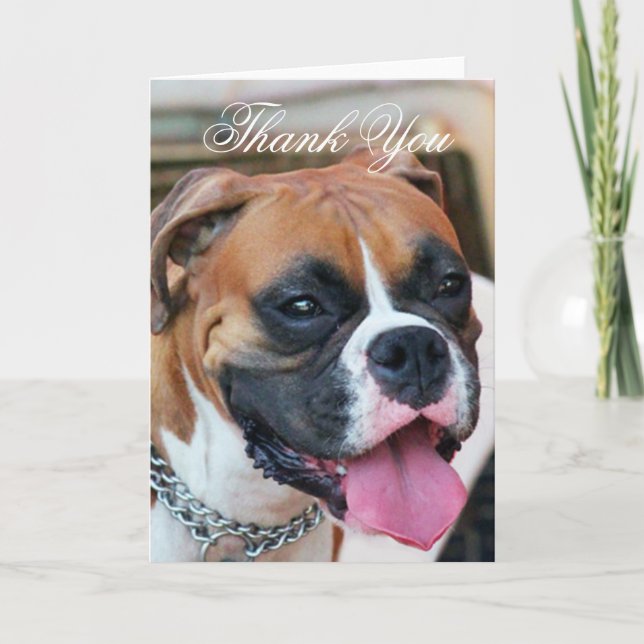 Carte de voeux pour chien Merci Boxer (Devant)
