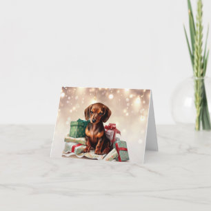 Carte de voeux pour chiot de Noël Dachshund