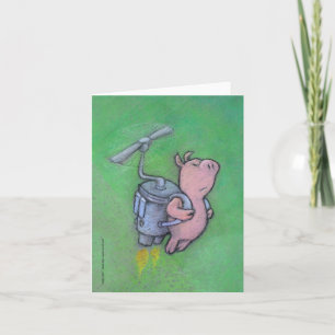 carte de voeux pour cochon de fusée
