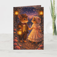 Carte de vœux pour couple de souris en amour roman