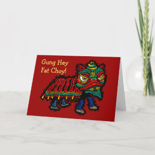 Carte de voeux pour danseur de lion chinois