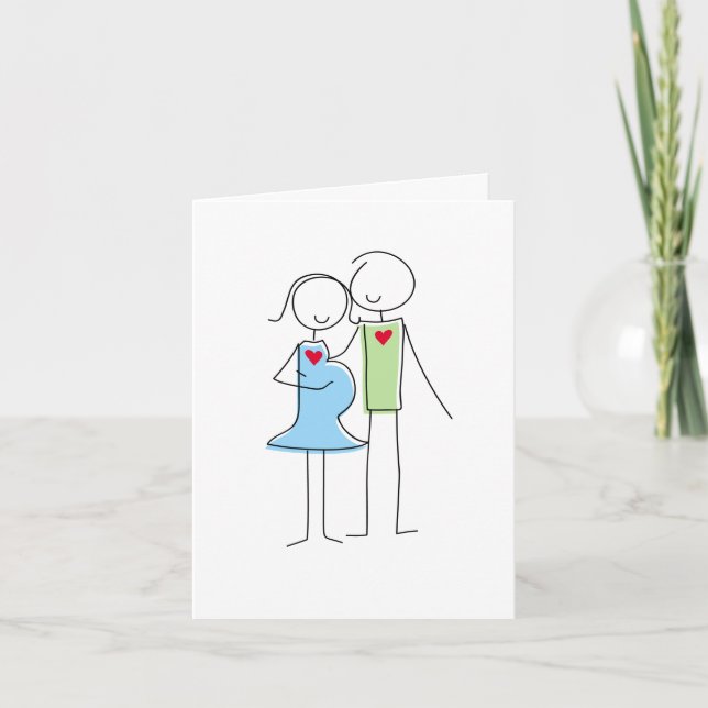Carte de voeux pour deux personnes, bleue et verte (Devant)