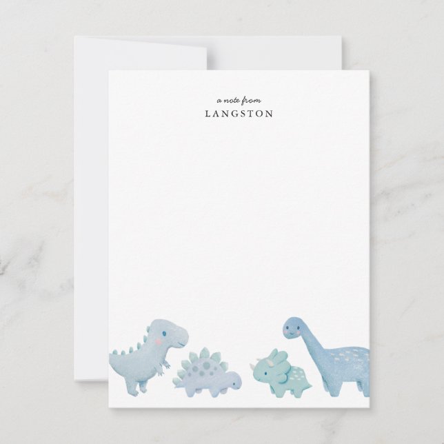 Carte de vœux pour enfants aux dinosaures bleus (Devant)