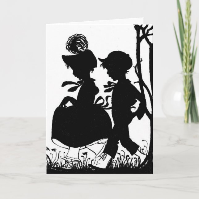 Carte de voeux pour enfants Silhoutte noir et blan (Devant)