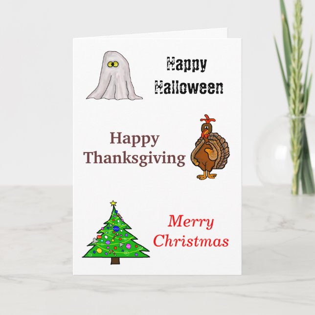 Carte de vœux pour Halloween, Thanksgiving et Noël (Devant)