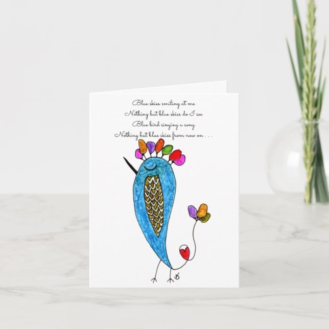 Carte de voeux pour illustrations d'oiseaux bleus  (Devant)
