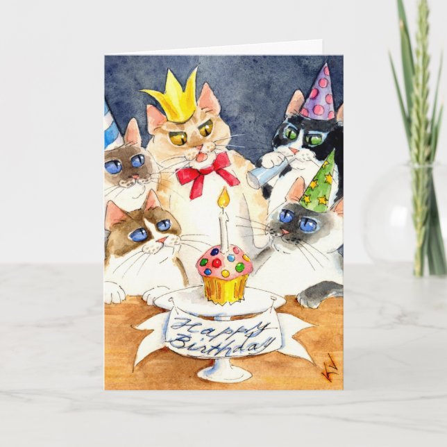 Carte de voeux pour la fête d'anniversaire du chat (Devant)