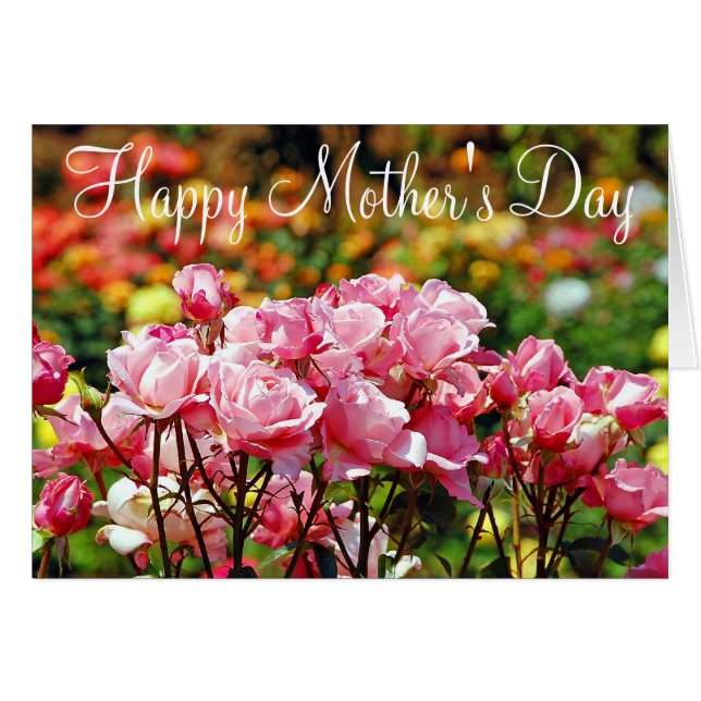 Carte de voeux pour la fête des mères roses roses  (Devant horizontal)