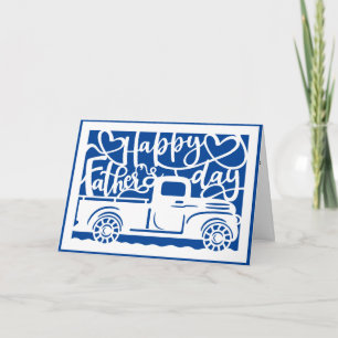 Carte de vœux pour la fête des pères camion bleu