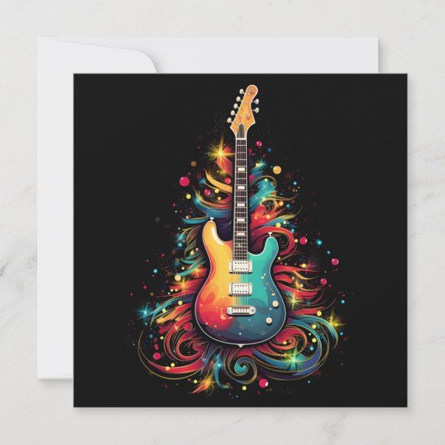 Carte de voeux pour la guitare de Noël (Devant)