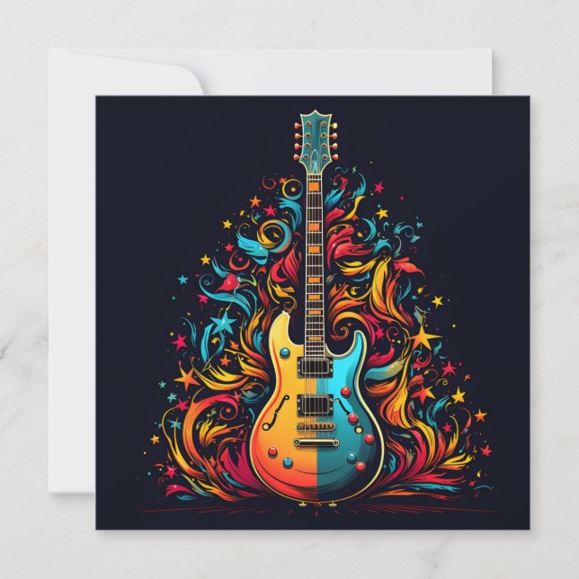 Carte de voeux pour la guitare de Noël (Devant)